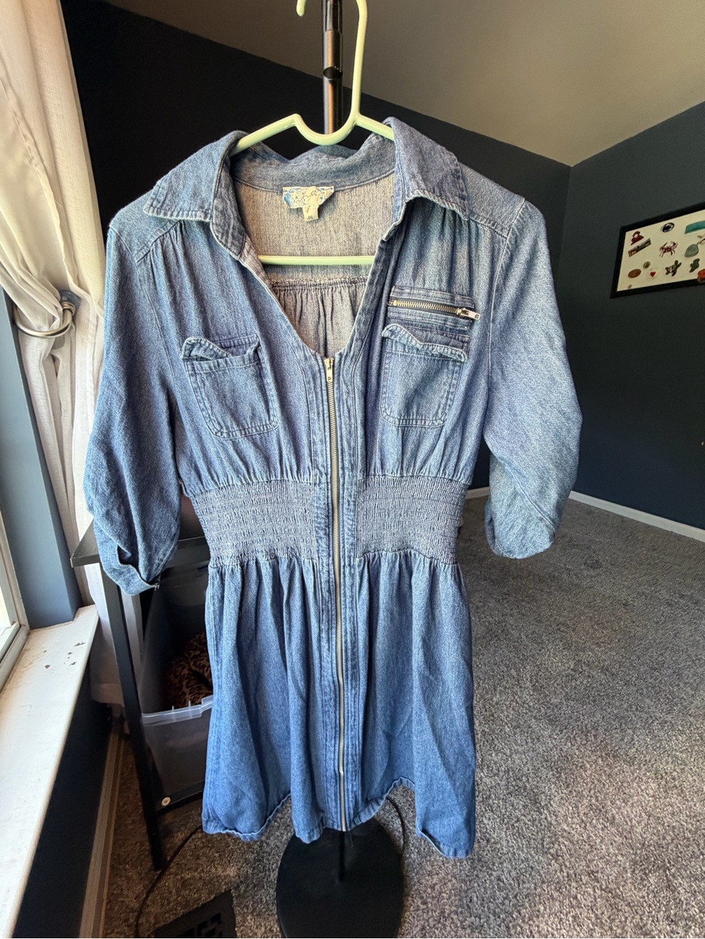 J. Lee Chambray Blue Zip mini dress